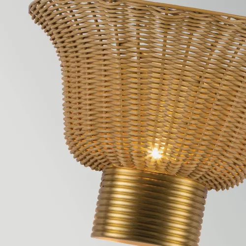 Kinkiet Kai - 2 źródła światła - Szczotkowane złoto, rattan