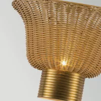 Kinkiet Kai - 2 źródła światła - Szczotkowane złoto, rattan