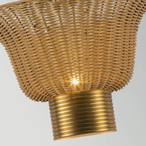 Kinkiet Kai - 2 źródła światła - Szczotkowane złoto, rattan