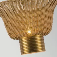 Kinkiet Kai - 2 źródła światła - Szczotkowane złoto, rattan
