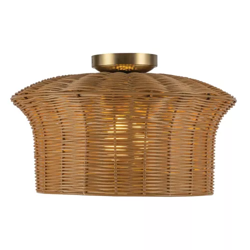 Plafon Kai - 1 źródło światła - Szczotkowane złoto, rattan
