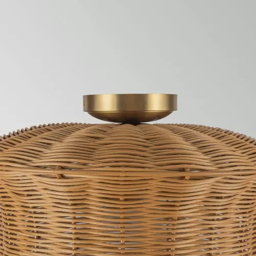 Plafon Kai - 1 źródło światła - Szczotkowane złoto, rattan