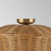 Plafon Kai - 1 źródło światła - Szczotkowane złoto, rattan