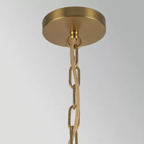 Mała lampa wisząca Kai - 1 źródło światła - Szczotkowane złoto, rattan