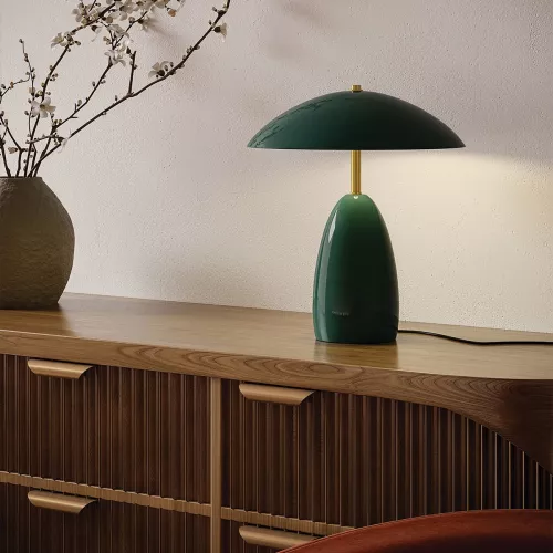 Średnia lampa stołowa LED Poppy - Ciemnozielony