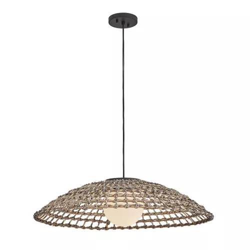 Duża lampa wisząca Arlen - 1 źródło światła - Czarny, rattan
