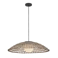 Duża lampa wisząca Arlen - 1 źródło światła - Czarny, rattan