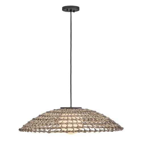 Duża lampa wisząca Arlen - 1 źródło światła - Czarny, rattan