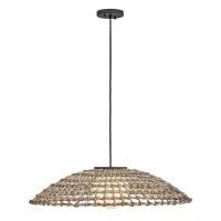 Duża lampa wisząca Arlen - 1 źródło światła - Czarny, rattan
