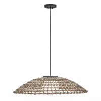 Duża lampa wisząca Arlen - 1 źródło światła - Czarny, rattan