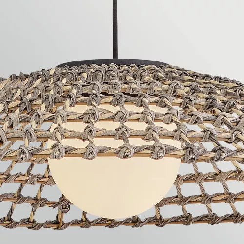 Duża lampa wisząca Arlen - 1 źródło światła - Czarny, rattan