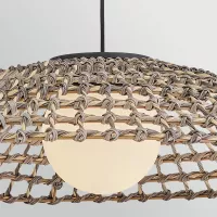 Duża lampa wisząca Arlen - 1 źródło światła - Czarny, rattan