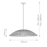 Duża lampa wisząca Arlen - 1 źródło światła - Czarny, rattan