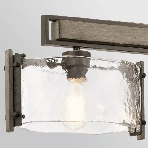 Lampa wyspowa Aberdeen - 3 źródła światła - Postarzane szare drewno, postarzany brąz