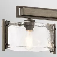 Lampa wyspowa Aberdeen - 3 źródła światła - Postarzane szare drewno, postarzany brąz