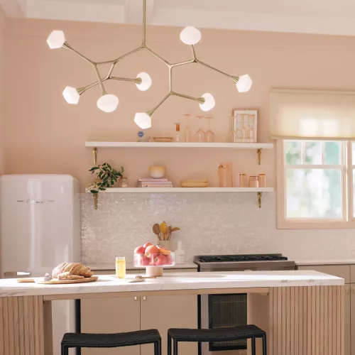 Lampa wyspowa Cassius - 8 źródeł światła - Szampański brąz