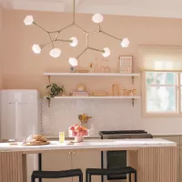 Lampa wyspowa Cassius - 8 źródeł światła - Szampański brąz