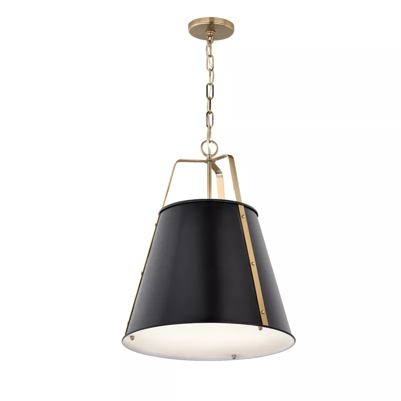 Duża lampa wisząca Etcher - 2 źródła światła - Czarny, mosiądz