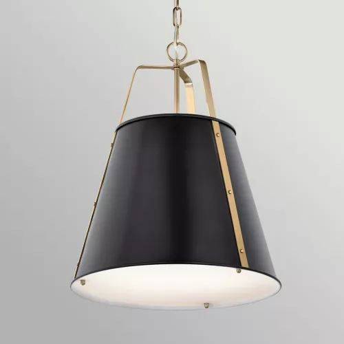 Duża lampa wisząca Etcher - 2 źródła światła - Czarny, mosiądz