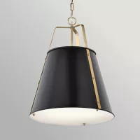 Duża lampa wisząca Etcher - 2 źródła światła - Czarny, mosiądz