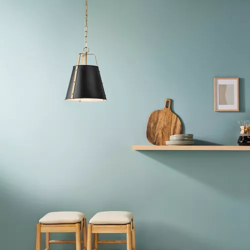 Duża lampa wisząca Etcher - 2 źródła światła - Czarny, mosiądz