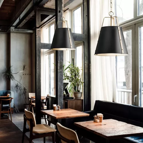 Duża lampa wisząca Etcher - 2 źródła światła - Czarny, mosiądz