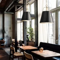 Duża lampa wisząca Etcher - 2 źródła światła - Czarny, mosiądz