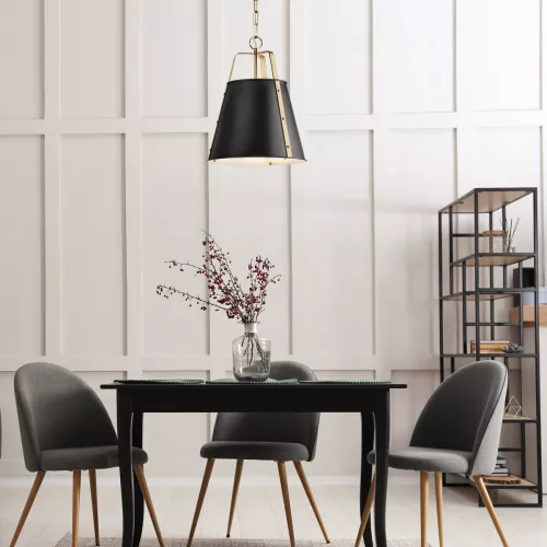 Duża lampa wisząca Etcher - 2 źródła światła - Czarny, mosiądz