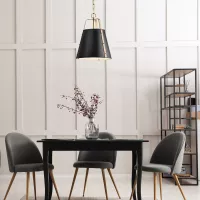 Duża lampa wisząca Etcher - 2 źródła światła - Czarny, mosiądz