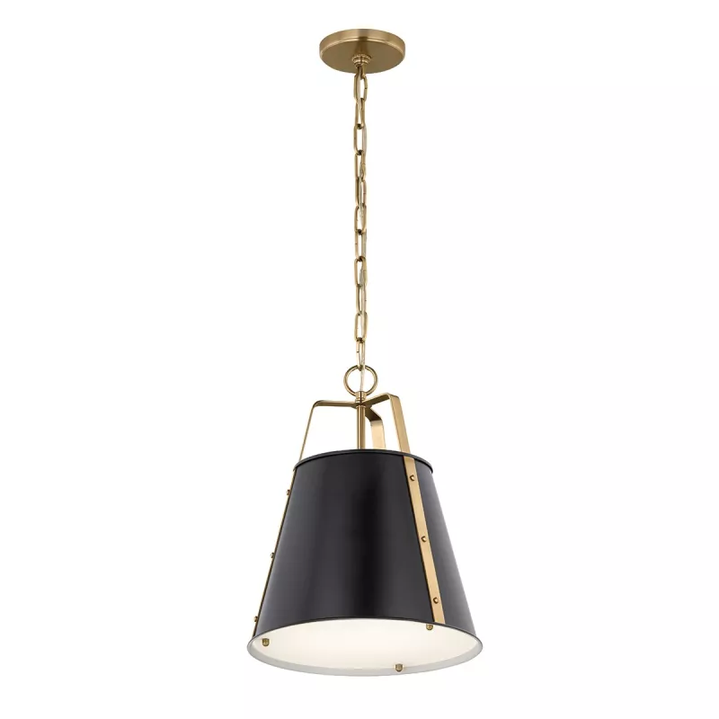 Średnia lampa wisząca Etcher - 1 źródło światła - Czarny, mosiądz