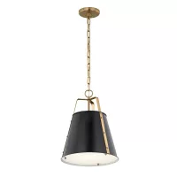 Średnia lampa wisząca Etcher - 1 źródło światła - Czarny, mosiądz