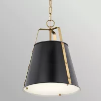 Średnia lampa wisząca Etcher - 1 źródło światła - Czarny, mosiądz