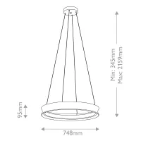Średnia lampa wisząca LED Larousse - Szampański brąz