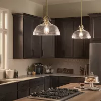 Lampa wisząca Hampton - 1 źródło światła - Naturalny mosiądz