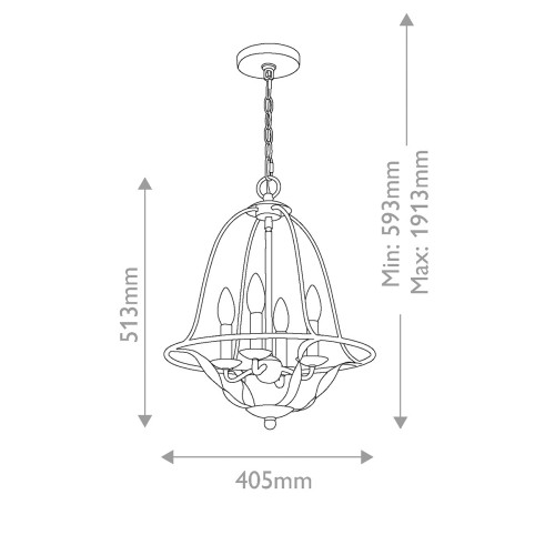 Lampa wisząca Bradbury - 4 źródła światła - Antyczna biel