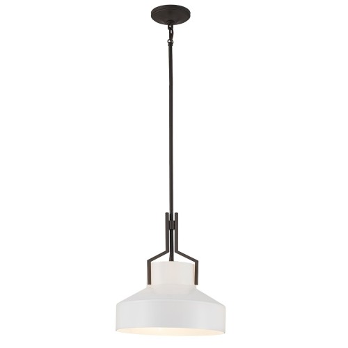 Lampa wisząca Brecken - 2 źródła światła - Stary brąz - Opalowy klosz