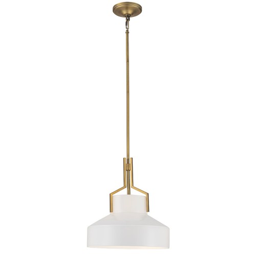 Lampa wisząca Brecken - 2 źródła światła - Postarzany mosiądz - Opalowy klosz