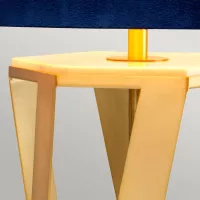 Lampa stołowa Apollo - 1 źródło światła - Szczotkowany mosiądz - Niebieski abażur