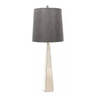 Lampa stołowa Ascent - 1 źródło światła - Polerowany nikiel - Ciemnoszary abażur