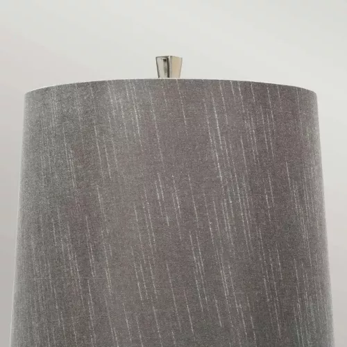 Lampa stołowa Ascent - 1 źródło światła - Polerowany nikiel - Ciemnoszary abażur