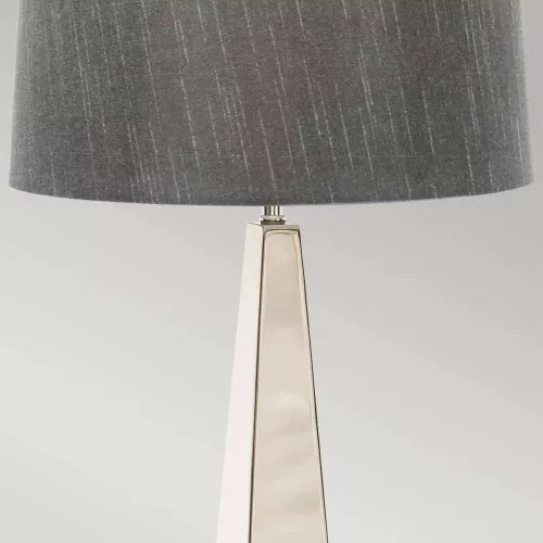 Lampa stołowa Ascent - 1 źródło światła - Polerowany nikiel - Ciemnoszary abażur