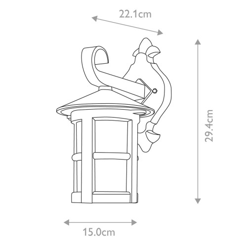 Latarnia naścienna Hereford BL21- 1 źródło światła - Czarny
