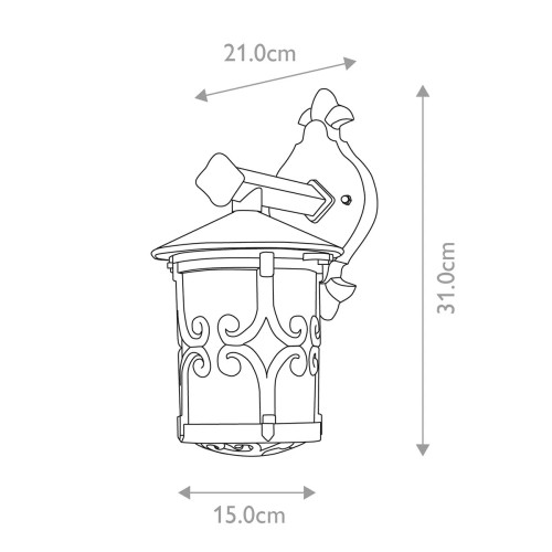 Latarnia naścienna Hereford BL8 - 1 źródło światła - Czarny
