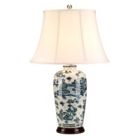 Lampa stołowa Blue Traditional - 1 źródło światła - Niebieski, biały
