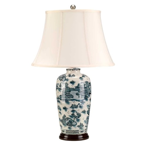 Lampa stołowa Blue Traditional - 1 źródło światła - Niebieski, biały