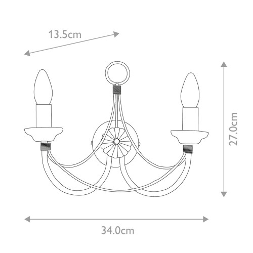 Kinkiet Carisbrooke - 2 źródła światła - Czarny