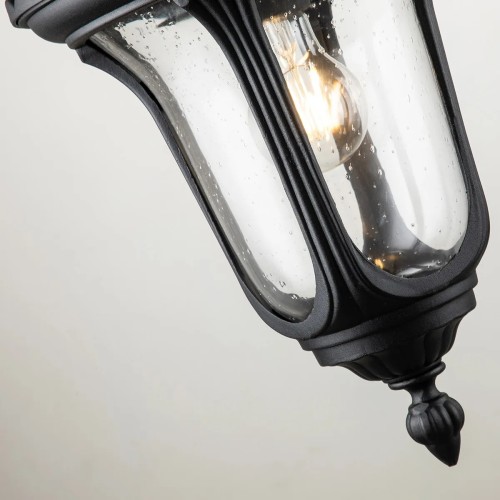 Mała latarnia naścienna Chicago - 1 źródło światła - Teksturowana czerń