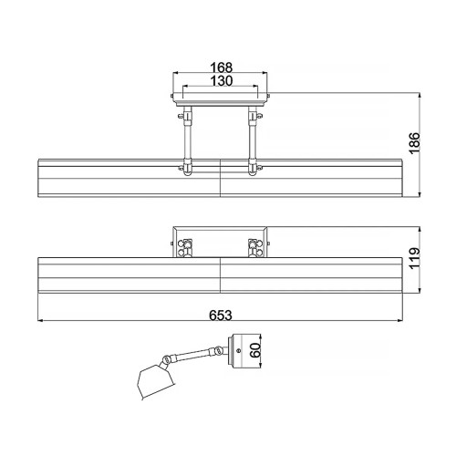 Duża obrazówka Chawton - 4 źródła światła - Postarzany mosiądz