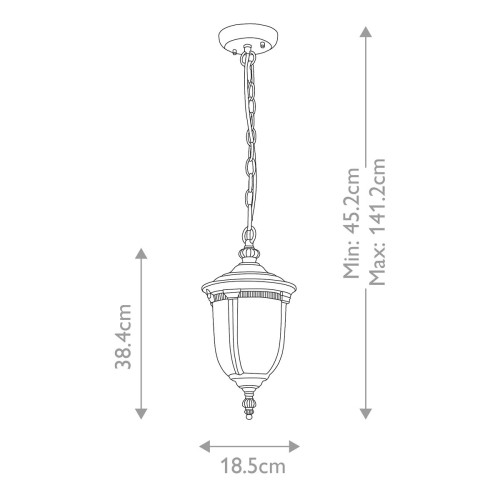 Mała latarnia wisząca Cleveland CL8 - 1 źródło światła - Postarzany brąz