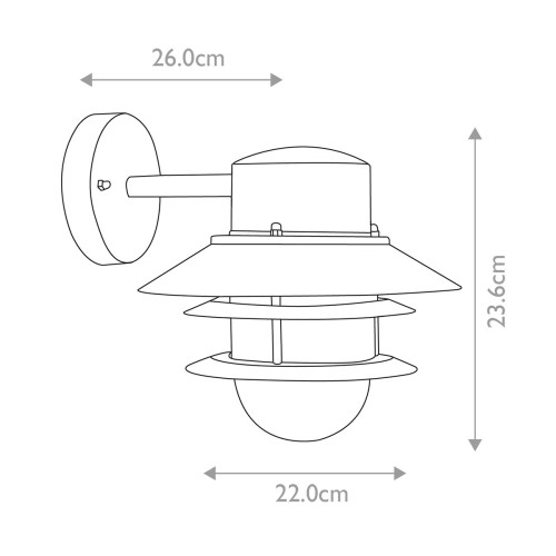 Latarnia naścienna Copenhagen - 1 źródło światła - Czarny